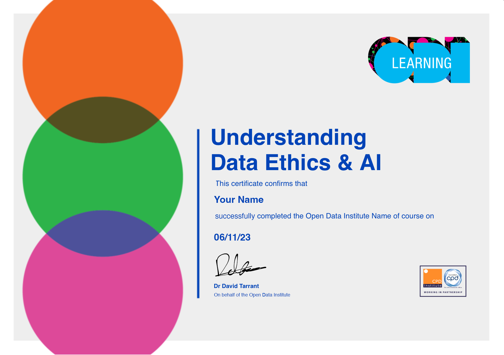 understanding data ethics and AI completion certificate